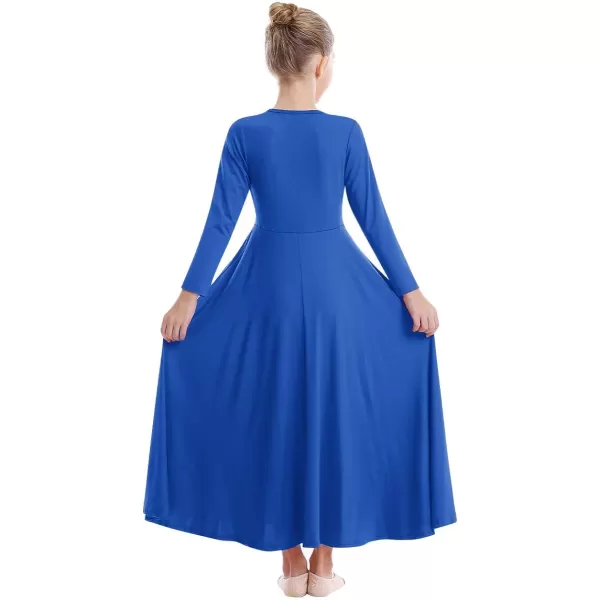 OwlFay Girls Metallic VNeck Liturgical Praise Dance Dress Ruffle Loose Fit Full Length Long Sleeve Worship Dancewear CostumeOwlFay Girls Metallic VNeck Liturgical Praise Dance Dress Ruffle Loose Fit Full Length Long Sleeve Worship Dancewear Costume