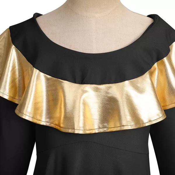 OwlFay Girls Ruffle Metallic Gold Color Block Praise Dance Dress Liturgical Lyrical Worship Tunic Skirt Kid Dancewear CostumeOwlFay Girls Ruffle Metallic Gold Color Block Praise Dance Dress Liturgical Lyrical Worship Tunic Skirt Kid Dancewear Costume