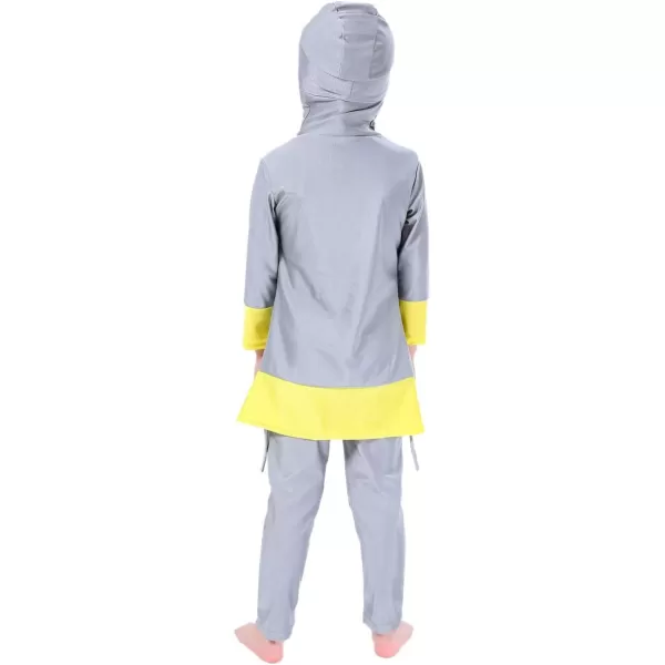 OwlFay Mu Swimsuits For Girls Kids Islamic Burkini Full Cover Hijab Top Pants Swim Costume Bathing SuitGray