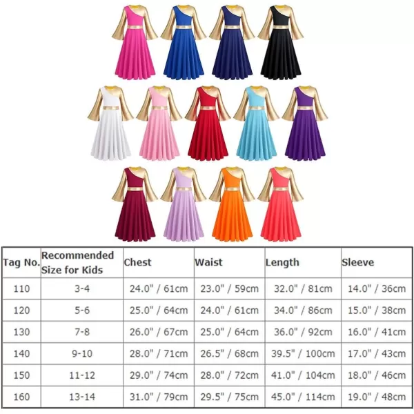 OwlFay Praise Dance Dresses for Girls Gold Metallic Color Block Liturgical Worship Dancewear Celebration of Spirit PraisewearBlack  Gold