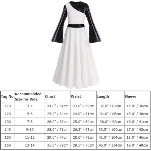 OwlFay Praise Dance Dresses for Girls Gold Metallic Color Block Liturgical Worship Dancewear Celebration of Spirit PraisewearWhite  Black