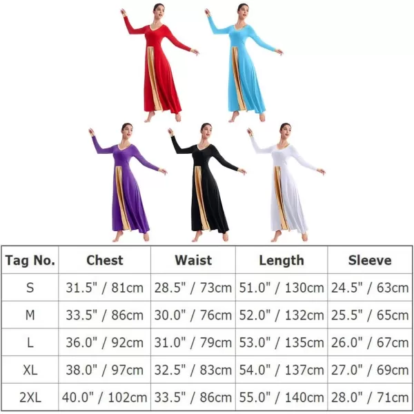 OwlFay Women Metallic VNeck Praise Dance Dresses Liturgical Loose Fit Full Length Color Block Gown Ballet Worship DancewearBlack