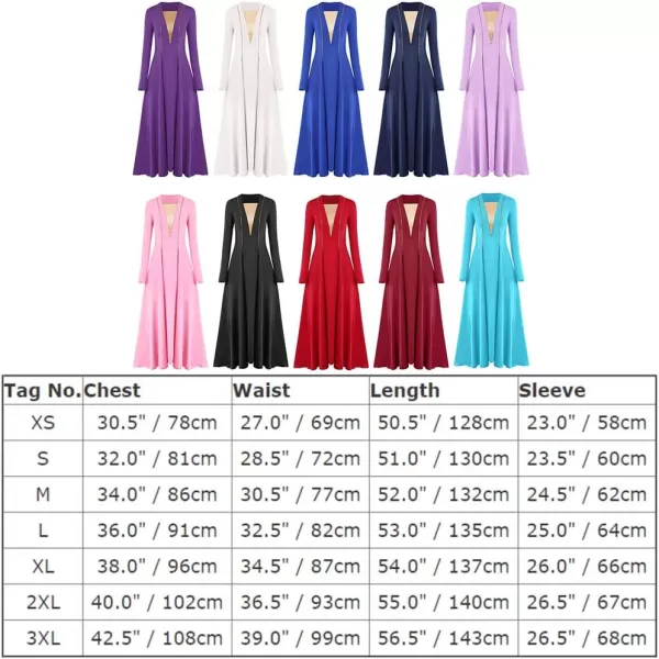 OwlFay Women Metallic VNeck Praise Loose Fit Full Length Long Sleeve Dance Dress Liturgical Church Dancewear Worship CostumePink