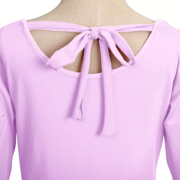 Praise Dance Dress for Girls Kid Solid Bell Long Sleeve Liturgical Loose Fit Full Length Worship Skirt Church DancewearLight Purple