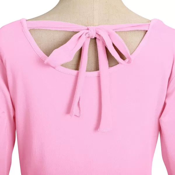 Praise Dance Dress for Girls Kid Solid Bell Long Sleeve Liturgical Loose Fit Full Length Worship Skirt Church DancewearPink