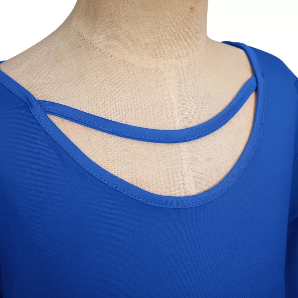 Praise Dance Dress for Girls Kid Solid Bell Long Sleeve Liturgical Loose Fit Full Length Worship Skirt Church DancewearRoyal Blue