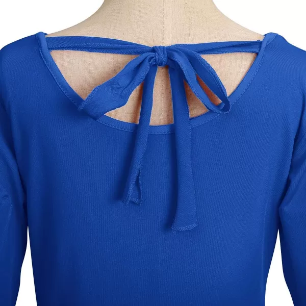 Praise Dance Dress for Girls Kid Solid Bell Long Sleeve Liturgical Loose Fit Full Length Worship Skirt Church DancewearRoyal Blue