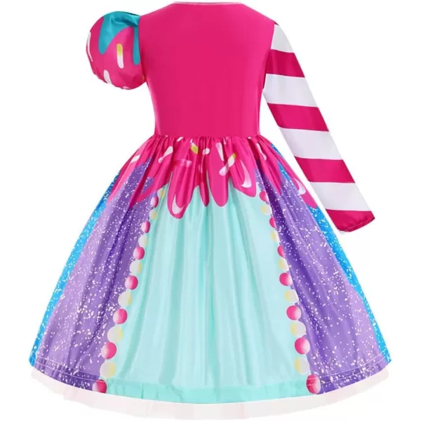 Rainbow Candy Tutu Dress for Girls 310Y Candy Princess Costume with Headband for Halloween Birthday Party Dress upLong Sleeve