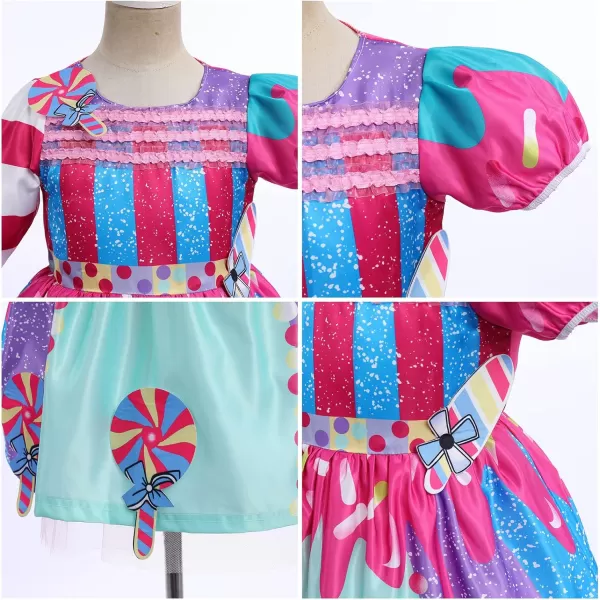 Rainbow Candy Tutu Dress for Girls 310Y Candy Princess Costume with Headband for Halloween Birthday Party Dress upLong Sleeve