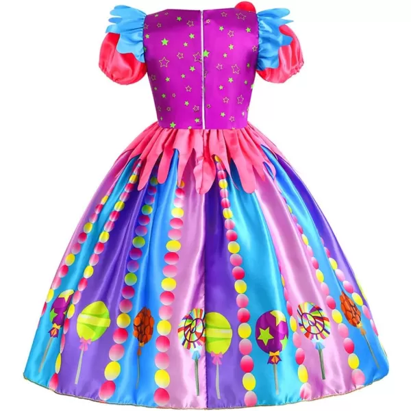 Rainbow Candy Tutu Dress for Girls 310Y Candy Princess Costume with Headband for Halloween Birthday Party Dress upShort Sleeves