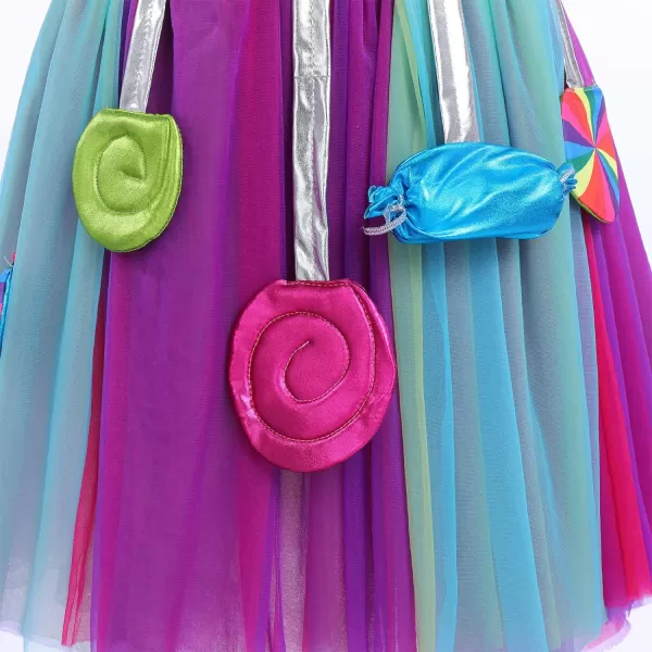 Rainbow Candy Tutu Dress for Girls 310Y Candy Princess Costume with Headband for Halloween Birthday Party Dress upSleeveless