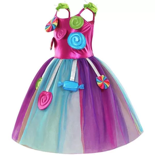 Rainbow Candy Tutu Dress for Girls 310Y Candy Princess Costume with Headband for Halloween Birthday Party Dress upSleeveless