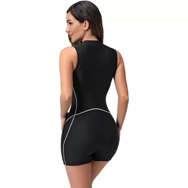 Rash Guard for Women Long Sleeve UV Sun Protection Rash Guard Shirts One Piece Swimsuit Zip Surfing Bathing Suit UPF 50Black  Sleeveless