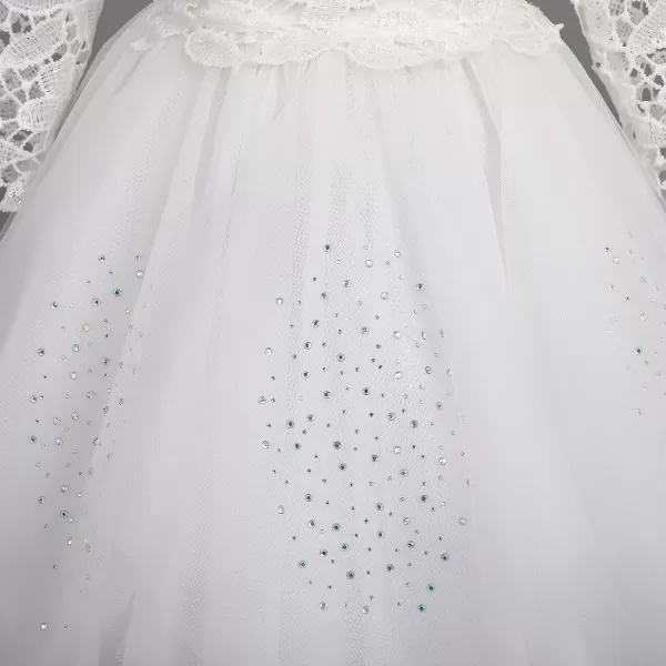 Sequins Flower Girls Lace Dress for Kids Wedding Bridesmaid Pageant Party Maxi Gown Irregular Puffy Tulle Dresses 314YWhite