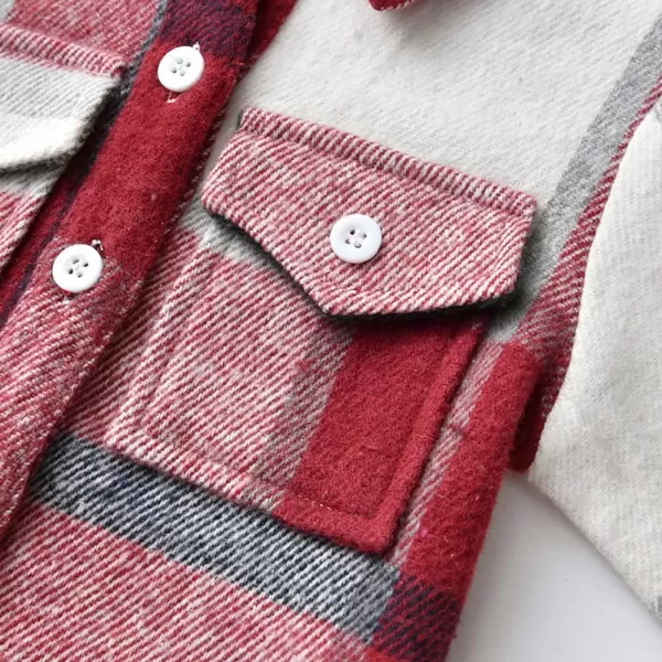 Toddler Baby Boys Plaid Flannel Shirt Long Sleeve Button Down Shirts FurLined Jacket Shirt Winter Fall Tops ClothesRed  Pink Hoodie