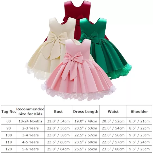 Toddler Baby Flower Girls Bowknot Tutu Dress Princess Pageant Wedding Birthday Party VBack Backless Puffy Tulle GownDark Red