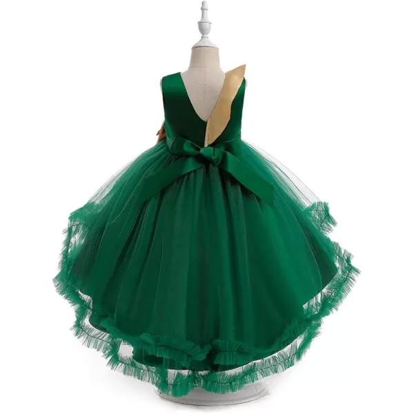 Toddler Baby Flower Girls Sequins Bowknot High Low Tutu Dress Petal Lace Princess Pageant Wedding Birthday Party Formal GownGreen  High Low