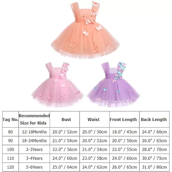 Toddler Baby Flower Girls Sequins Bowknot High Low Tutu Dress Petal Lace Princess Pageant Wedding Birthday Party Formal GownPeach Butterfly