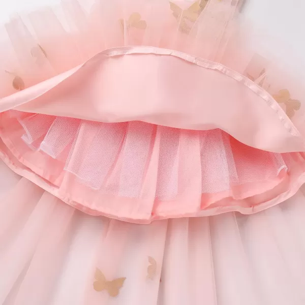 Toddler Baby Flower Girls Sequins Bowknot High Low Tutu Dress Petal Lace Princess Pageant Wedding Birthday Party Formal GownPink  Gold Butterfly