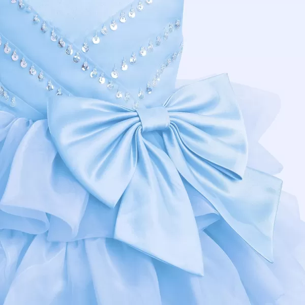 Toddler Baby Flower Girls Sequins Bowknot Tutu Dress Princess Pageant Wedding Birthday Party Organza Puffy Tulle GownBlue