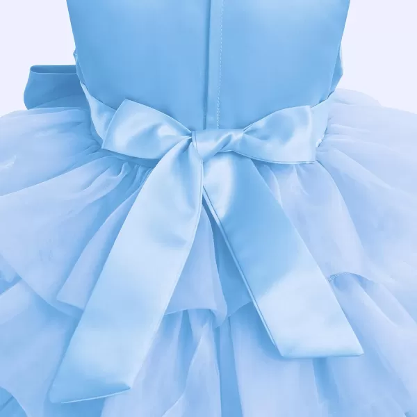 Toddler Baby Flower Girls Sequins Bowknot Tutu Dress Princess Pageant Wedding Birthday Party Organza Puffy Tulle GownBlue