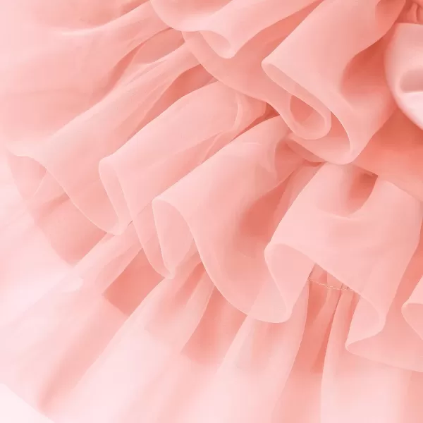 Toddler Baby Flower Girls Sequins Bowknot Tutu Dress Princess Pageant Wedding Birthday Party Organza Puffy Tulle GownPink