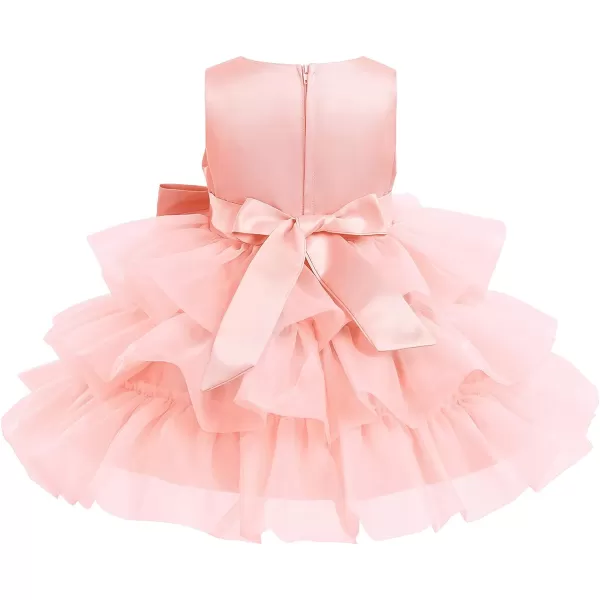 Toddler Baby Flower Girls Sequins Bowknot Tutu Dress Princess Pageant Wedding Birthday Party Organza Puffy Tulle GownPink