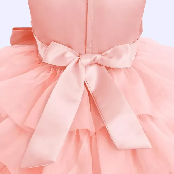 Toddler Baby Flower Girls Sequins Bowknot Tutu Dress Princess Pageant Wedding Birthday Party Organza Puffy Tulle GownPink