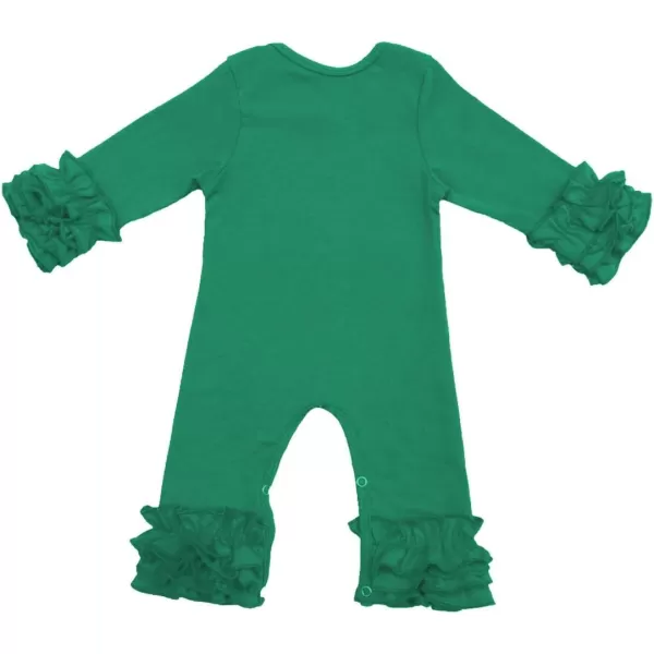 Toddler Baby Girl Icing Ruffle Jumpsuit Pants Long Sleeve Romper Birthday OutfitGreen