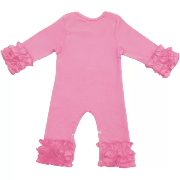 Toddler Baby Girl Icing Ruffle Jumpsuit Pants Long Sleeve Romper Birthday OutfitPink 2