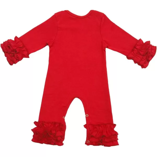 Toddler Baby Girl Icing Ruffle Jumpsuit Pants Long Sleeve Romper Birthday OutfitRed