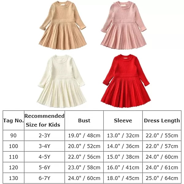 Toddler Baby Girl Knit Sweater Dress Kids Ruffle Long Sleeve Casual Birthday Christmas Party Dresses Top Winter OutfitBeige