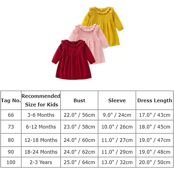 Toddler Baby Girl Knit Sweater Dress Kids Ruffle Long Sleeve Casual Birthday Christmas Party Dresses Top Winter OutfitDark Red