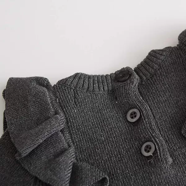 Toddler Baby Girl Knit Sweater Dress Kids Ruffle Long Sleeve Casual Birthday Christmas Party Dresses Top Winter OutfitGray Ruffle