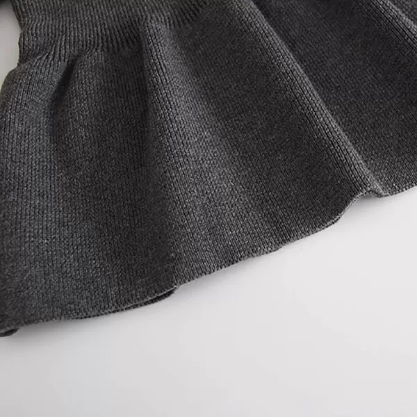 Toddler Baby Girl Knit Sweater Dress Kids Ruffle Long Sleeve Casual Birthday Christmas Party Dresses Top Winter OutfitGray Ruffle