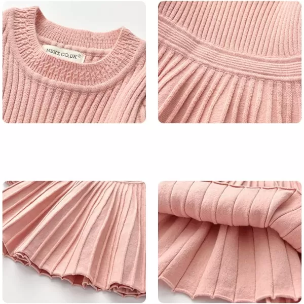 Toddler Baby Girl Knit Sweater Dress Kids Ruffle Long Sleeve Casual Birthday Christmas Party Dresses Top Winter OutfitPink  Ruffle