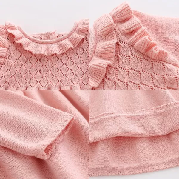 Toddler Baby Girl Knit Sweater Dress Kids Ruffle Long Sleeve Casual Birthday Christmas Party Dresses Top Winter OutfitPink