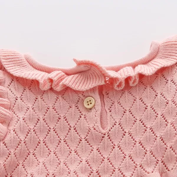 Toddler Baby Girl Knit Sweater Dress Kids Ruffle Long Sleeve Casual Birthday Christmas Party Dresses Top Winter OutfitPink