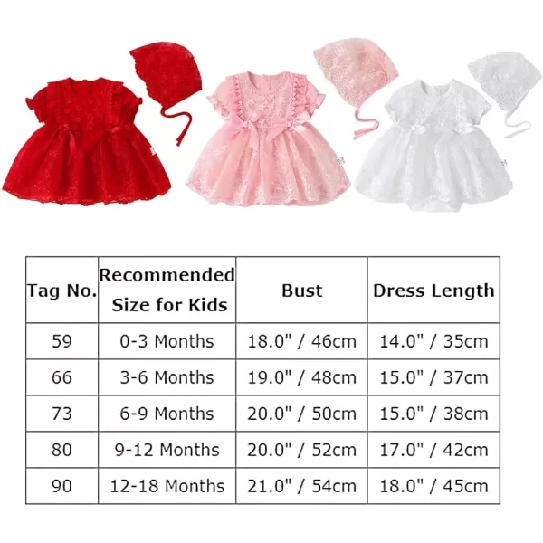 Toddler Baby Girl Long Sleeve Fall Dress Flower Lace Wedding First Birthday Baptism Christening Dresses with Hat OutfitPink Lace