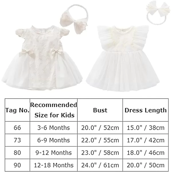 Toddler Baby Girl Long Sleeve Fall Dress Flower Lace Wedding First Birthday Baptism Christening Dresses with Hat OutfitWhite Bow