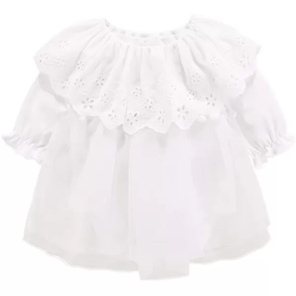 Toddler Baby Girl Long Sleeve Fall Dress Flower Lace Wedding First Birthday Baptism Christening Dresses with Hat OutfitWhite Ruffle