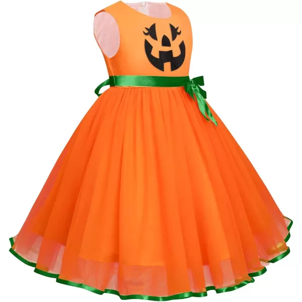 Toddler Baby Girls Halloween Pumpkin Dress Ghost Costume Princess Pageant Birthday Party Gown Fancy Dress up CosplayOrange Pumpkin