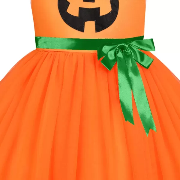 Toddler Baby Girls Halloween Pumpkin Dress Ghost Costume Princess Pageant Birthday Party Gown Fancy Dress up CosplayOrange Pumpkin 2pcs Outfit