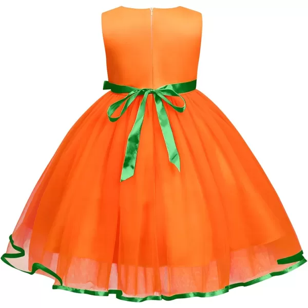 Toddler Baby Girls Halloween Pumpkin Dress Ghost Costume Princess Pageant Birthday Party Gown Fancy Dress up CosplayOrange Pumpkin 2pcs Outfit