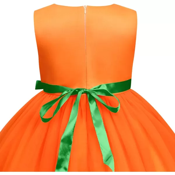 Toddler Baby Girls Halloween Pumpkin Dress Ghost Costume Princess Pageant Birthday Party Gown Fancy Dress up CosplayOrange Pumpkin