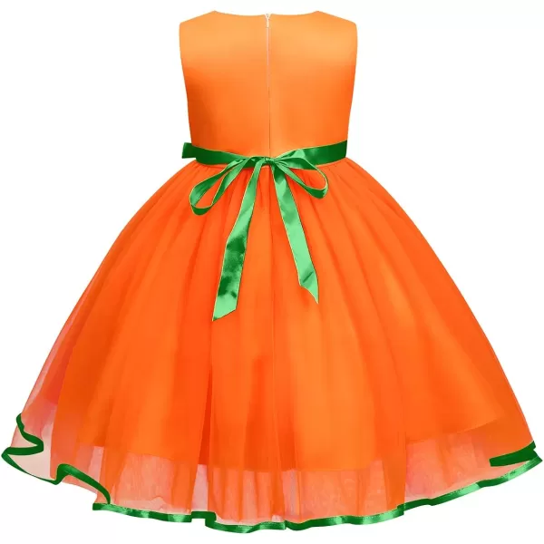 Toddler Baby Girls Halloween Pumpkin Dress Ghost Costume Princess Pageant Birthday Party Gown Fancy Dress up CosplayOrange Pumpkin