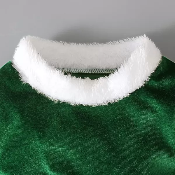 Toddler Kids Baby Girls Christmas Outfits Santa Claus Costume Velvet Long Sleeve Top Bell Bottom Pants Hat Xmas ClothesGreen  Hat