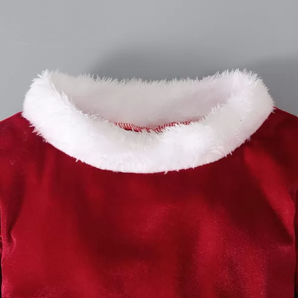 Toddler Kids Baby Girls Christmas Outfits Santa Claus Costume Velvet Long Sleeve Top Bell Bottom Pants Hat Xmas ClothesRed  Hat