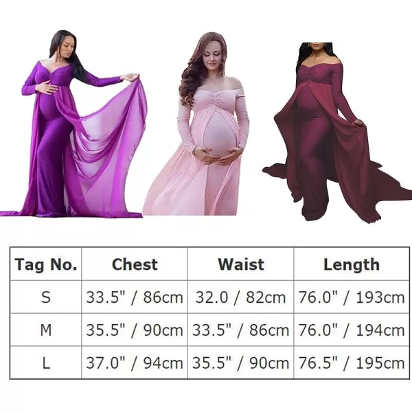 Women Long Sleeve Ruffle Off Shoulder Maternity Dress for Photography Baby Shower with Elegant Mermaid Maxi Flowy GownWomen Long Sleeve Ruffle Off Shoulder Maternity Dress for Photography Baby Shower with Elegant Mermaid Maxi Flowy Gown