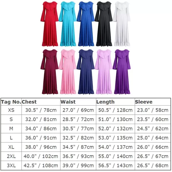 Women Solid Flounce Ruffle Bell Long Sleeve Praise Dance Dress Liturgical Lyrical Dancewear Swing Gowns Worship CostumeWomen Solid Flounce Ruffle Bell Long Sleeve Praise Dance Dress Liturgical Lyrical Dancewear Swing Gowns Worship Costume